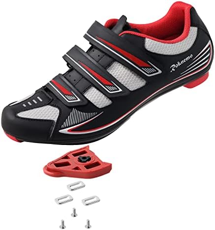 Unisex Cycling Shoes with Look Delta Cleat - Compatible with Peloton Shimano SPD & Look ARC Delta - Indoor Spin Road Racing Bicycles Bikes Shoes for Men Women - Black/White 6