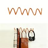 FKLOYP Orange Wall Mounted Coat Rack, Decoration Wave Shaped Wall Hooks, Multi-Purpose Hooks for Coat, Hat, Bag, Umbrella, Heavy-Duty Metal Rail for Bedrooms, Living Rooms, Bathrooms(11.81' x 2.56')