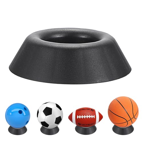 JUXYES Pack of 5 Black Bowling Ball Cup Bowling Ball Holder Stand, Plastic Ball Display Stand Memorabilia Ball Pedestal, Round Display Easel Stands for Basketball, Football, Soccer, Volleyball, Softba