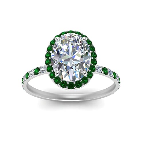 Image of Choose Your Gemstone Oval Halo Ring 925 Sterling Silver Oval Shape Halo Engagement Rings Gemstone Wedding Promise Gift Casual Wear Party Wear Daily Wear Office Wear US Size 4 to 12