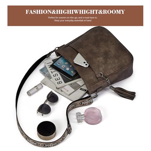 Image of 2PCS /Set Crossbody Bags for Women,Vegan Leather Hobo Purse Wallet For Women Set,Shoulder Bags With 2 Adjustable Strap