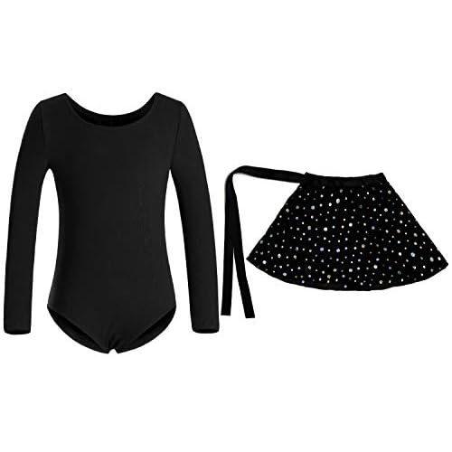 DANSHOW Girls Team Basic Long Sleeve Leotard with Skirt Kid Dance Ballet Tutu Dress