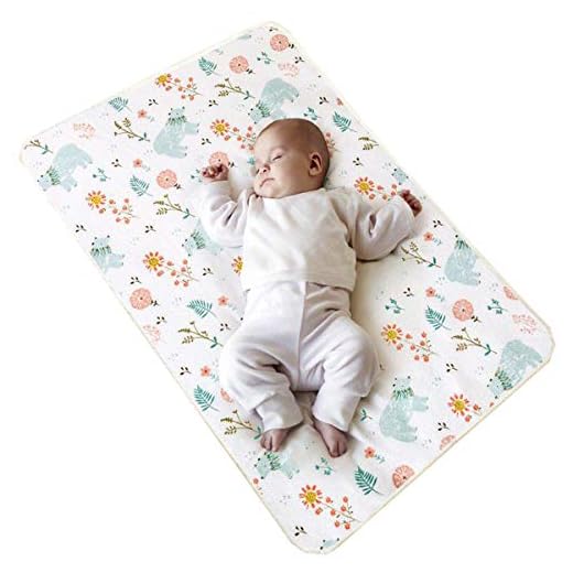 COZUMO Baby Waterproof Bed Pad Bed Wetting Pads Washable for Kids Toddler Potty Training Pads Baby Wateproof Pad Mat for Pack n Play/Crib/Mini Crib Reusable Incontinence Underpads for Pets 40''x28''