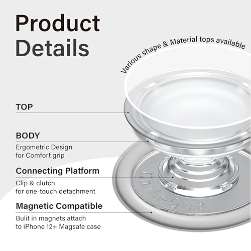 On The Grip Oval Magnetic Phone Grip – MagSafe Compatible, Translucent Design, Slim and Lightweight, Grip and Stand for iPhone (Violet) by On The Grip - Used condition - Image 3