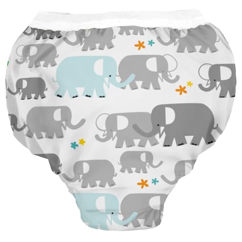 Kushies Baby Waterproof Training Pant (33-38 Pounds), White Elephants, Large