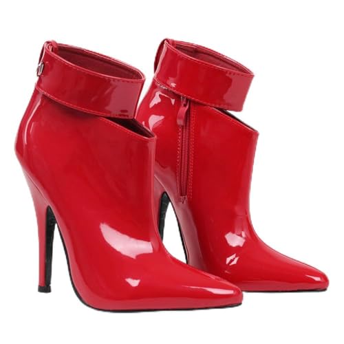 Chaussures à bout pointu en cuir verni confortables malgré des talons hauts de 12 cm