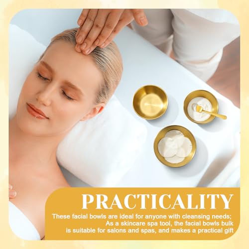 Vesici 16 Pcs Stainless Steel Facial Bowls 3.35 Inches Esthetician Mixing Bowls Esthetician Supplies for Women Skincare Salon Cosmetic Spa Home Use(Gold) by Vesici - Image 5