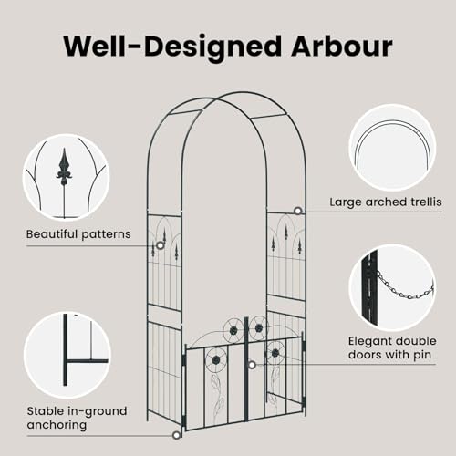 Arche de jardin robuste à verrouillage et structure rectangulaire