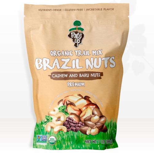 Image of Organic Trail Mix Nuts & Raisins 7oz - Brazil Nuts, Cashews, Baru Nuts & Raisins - Gluten Free, Non-GMO, Vegan, Healthy Snack - Forest Up
