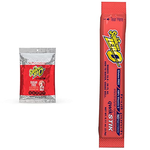 Sqwincher Zero Qwik Stik Sugar Free, Watermelon.11 Oz (Pack Of 50) & 060102-Fp Zero Qwik Stik Powder, 20 Oz, Red, Standard (Pack Of 50) #TOP26