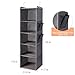 BOOMIBOO Hanging Closet Organize and Shelves，5-Hanging Shelf with 2 Side Pockets，Storage Foldable （Grey）