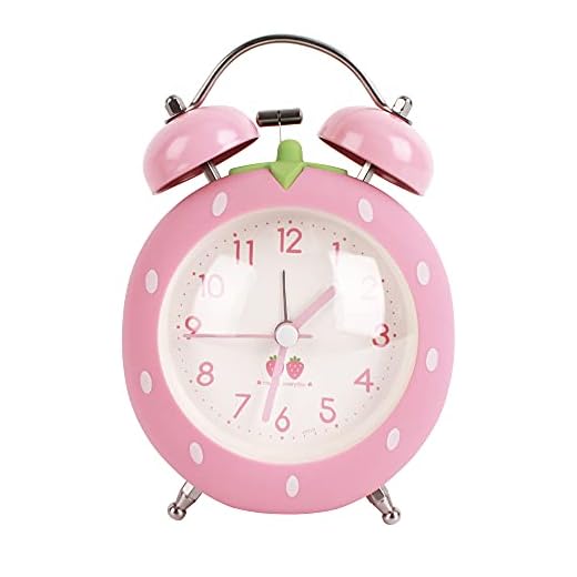 3 Inch Heart Shape Alarm Clock Cute Twin Bell Loud Alarm Clock Battery Operated Bedclock with Non Ticking (6513+Pink)
