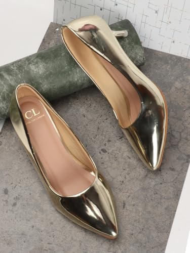 Image of Carlton London Women's Metallic Pointed Toe Kitten Heel Pumps