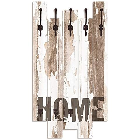 ARTLAND Wandgarderobe Holz mit 8 Haken 63x114 cm Design Garderobe Paneel Cover