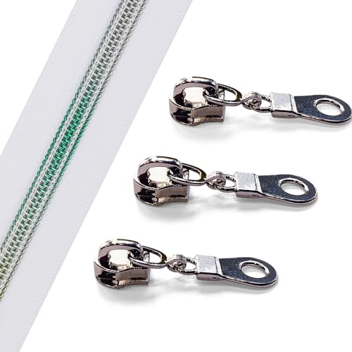 Fermeture éclair en vrac #5 nylon blanc de 9m10 Sawoake avec 20 curseurs pour couture de sacs