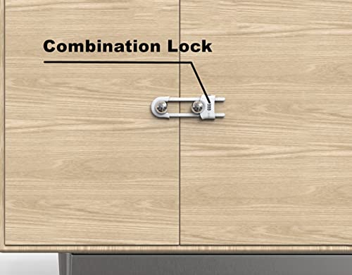 Child Proof Sliding Cabinet Door Code Locks Baby Safety Cupboard Locks Adjustable U Shaped Cabinet Latches For Knob Handle Drawers Closet (4 Pcs, White) #TOP1