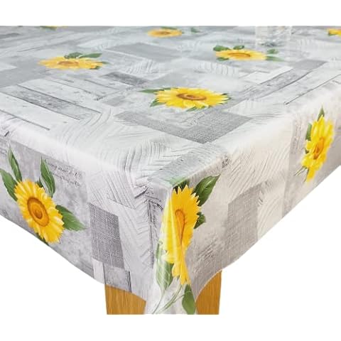 Karina Home Grey and Yellow Wipe Clean Tablecloth Cover