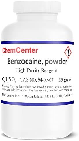 Benzocaine, Ultra Pure, Fine Crystalline Powder, 25 grams