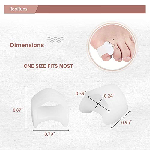 Rooruns 4 Pack White Gel Toe Separators For Overlapping Toes,Hammer Toe Straightener Bunion Pads Corrector For Women,Pinky Toe Spacers For Bunion Relief #TOP1
