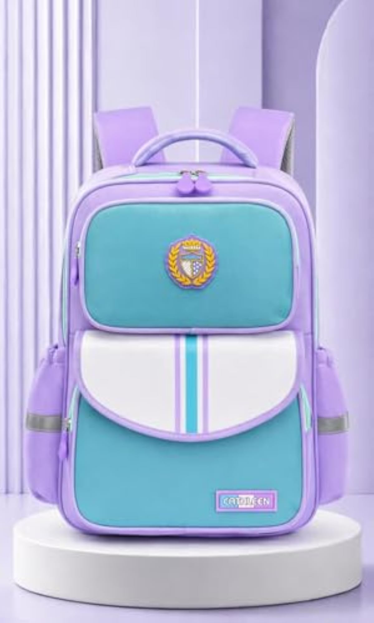 Girls Ergonomic School Backpack, Purple and Teal, Water-Repellent
