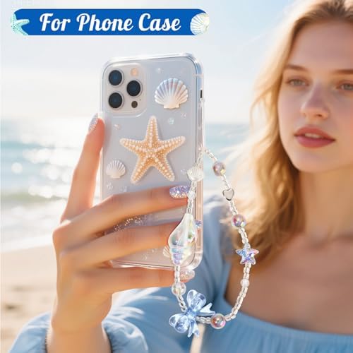 Neptniopllab Camera Charms Strap -1PC Blue Star Phone Charm Strap Universal Digital Camera Chain Lanyard Cellphone Chain String Charm for Earhone Case Women(Blue Starfish,1PC) - 3