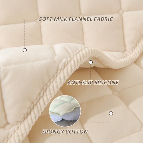 GKXLH New Sofa Cover Washable - Soft Milk Fleece Sofa Covers 1 2 3 Seater, Non-Slip Sofa Slipcovers, Couch Covers for Sectional Sofa, Corner Sofa Cover L Shape Furniture Protector (Beige, 70x150cm) - Image 6