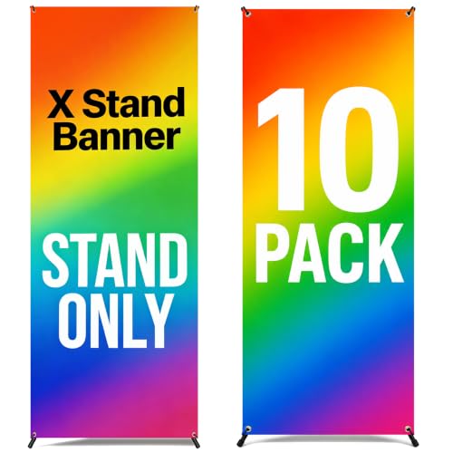 4U Media&Displays Premium X Banner Stand Display 24"x72" 10 PACK | Fits 24"–31.5" W x 63"–72" H banners. Lightweight, portable, and easy to set up for indoor events and displays.