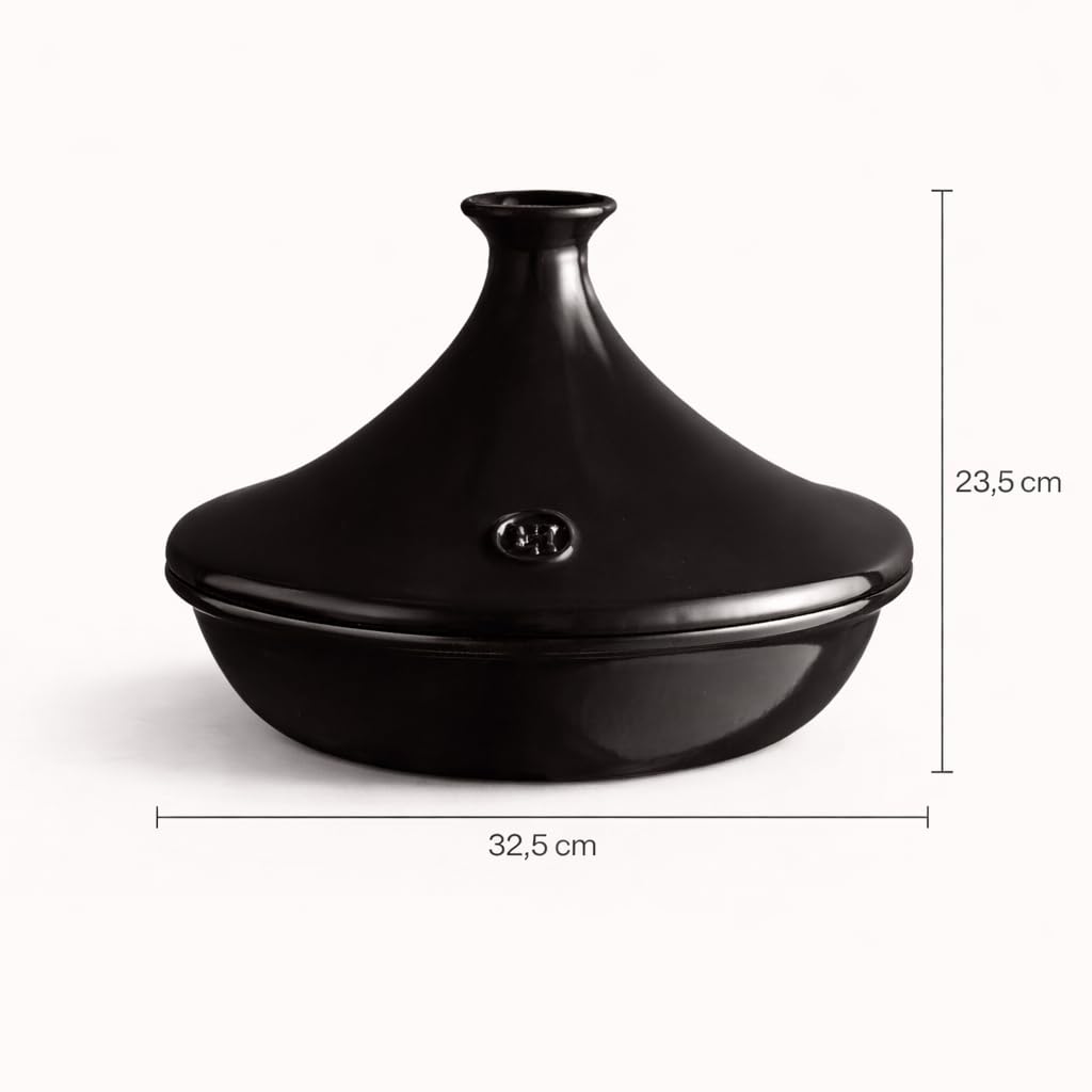 Emile Henry Tajine 32,5 cm – Céramique Flame – Cuisson Douce et Saveurs Préservées – Tous Feux & Four – Coloris Fusain – Fabriqué en France