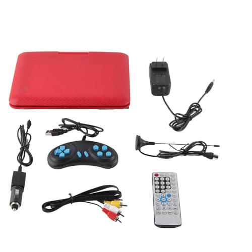Alvinlite Mobile DVD, 6.8 Inch Portable HD Children's DVD Player Multifunctional Convenient Car TV Player for Car and Outdoor(US Plug 110-240V-RED)