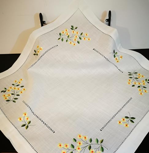 Nappe brodée 85 x 85 cm avec ourlet creux
