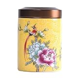 Cabilock Emaille teedose Gelb mit Deckel Handbemalter Kreativer Tee behälter Luftdichtes Aufbewahrungsglas für Losen Tee Kompakt und Praktisch für Zuhause und Laden