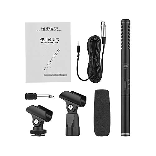 KKmoon MF-260 Profissional Super Uni-ultra-direcional Microfone Condensador de Entrevista + Cabo de