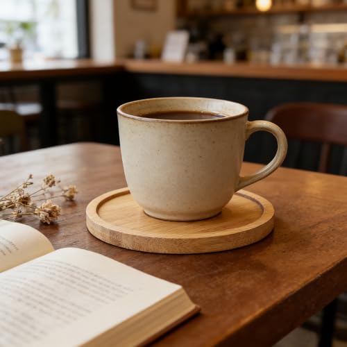 CHUENHEI 20 Stück Deko Holz Untersetzer Set, 10cm Holz Untersetzer Rund und Bambus Untersetzer Oval 17,5x8,8 cm, Bambus Tablett Klein Holzuntersetzer für Gläser, Getränke, Tassen, Kerzenteller