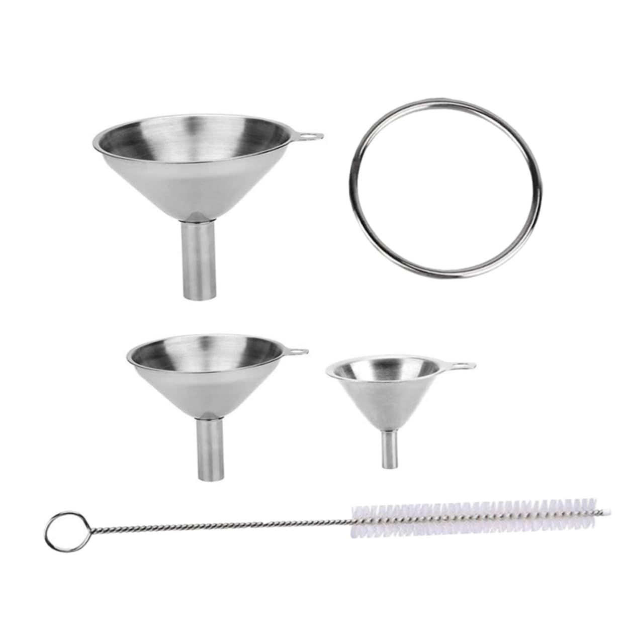 Healifty Entonnoirs de Cuisine Acier Inoxydable Large Bouche Fuite avec Brosse de Nettoyage pour Huile et Alimentaires