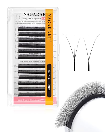 NAGARAKU Flying 3D W Premade Fans Lash Extensions 0.07 C 10mm Matte Black