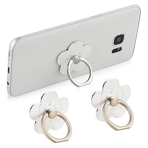 Sibba 2 Soportes de Anillo para TeléFono Celular Soporte de Anillo de Dedo de Flor Soporte de Metal Accesorios Universales Compatibles con Smartphone TeléFonos MóViles Funda de TeléFono (Plateado) - imagen 3