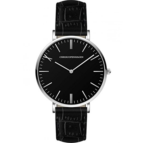 Montre Bracelet Nytorv Station H en cuir noir pour le style professionnel masculin
