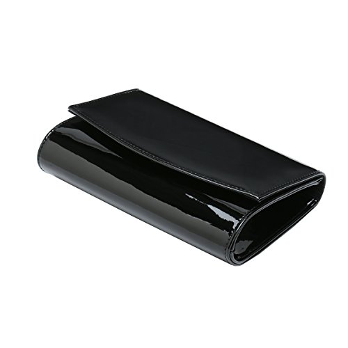CHARMING TAILOR Patent Leather Flap Clutch for Women Classic Elegant Evening Bag Chic Dress Purse (Black) - Thumbnail 6