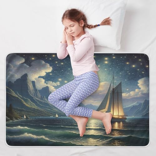Protège-matelas imperméable Sailing Night lavable pour lit d'enfant bleu - 7