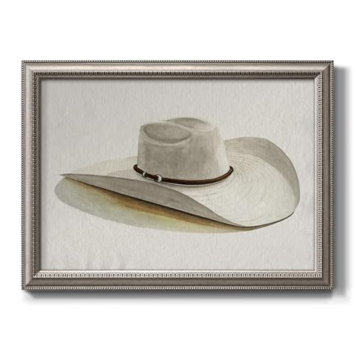 Canvas Prints Wall Art Brown Cowboy Hat Painting Picture Modern Abstract Artwork Home Décor Silvery Framed Wall Decorations for Bedroom and Bathroom 28x40 Inch LS005