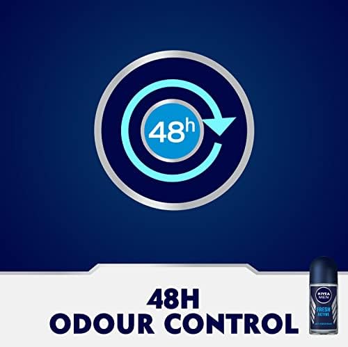 NIVEA MEN Fresh Active Anti-Perspirant Deodorant Roll On (50ml), Men's Anti-Perspirant Deodorant, Fresh Men's Roll On Deodorant + Fresh Masculine Fragrance