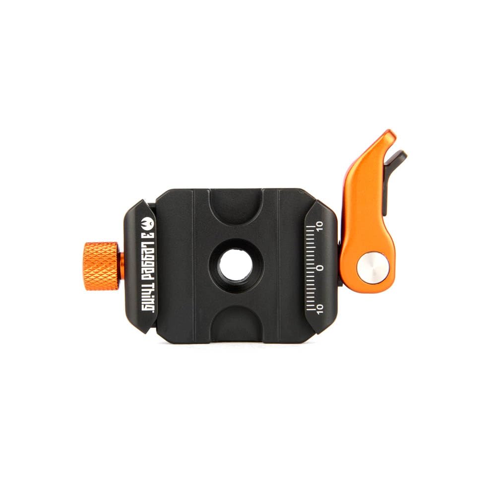 3 Legged Thing Ultra Clamp - Dual Lever & Twist Arca-Swiss Compatible Clamp, Square Base, Security Catch, Ambidextrous, Camera Tripod Mount - Lava Orange/Black (No Plate)