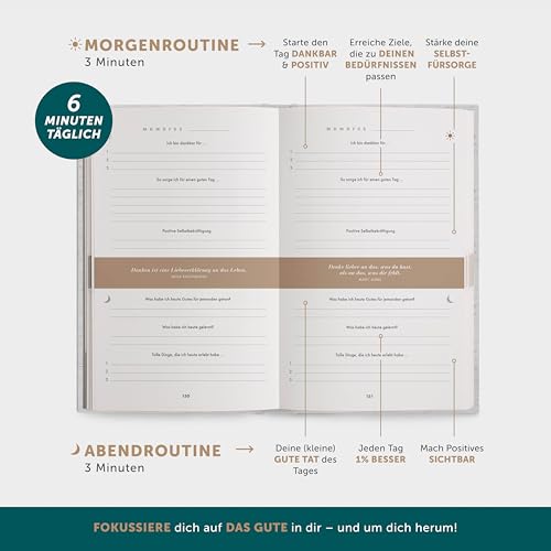 6-Minuten® Tagebuch für Erwachsene 2026 (Das Original) – Mehr Achtsamkeit, Selbstliebe & Resilienz – Dankbarkeitstagebuch, Journal Buch – in 22 Sprachen übersetzt