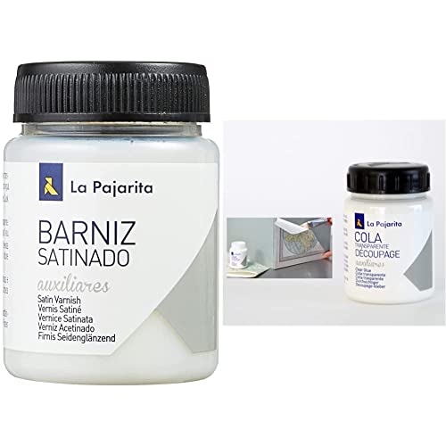Bote de Barniz Acabado Satinado 75ML La Pajarita Efecto Satinado + 197716 Cola, color Blancot, 75 ml