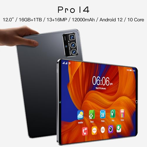 Tablet PC Android de 10,1 polegadas, Tablet PC 16GB RAM 1TB ROM, 13MP+16MP Câmara, WiFi Bluetooth 5.