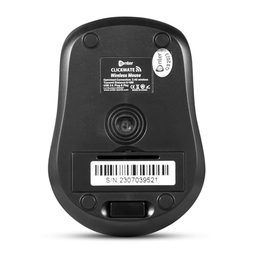 Image of Enter Clickmate Wireless Mouse, 2.4 Ghz with USB Nano Receiver, 1600 Adjustable DPI Optical Tracking, Compatible with PC & Laptop (Black)