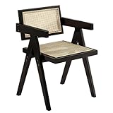 RattanBack - Silla de comedor con brazos, cómoda y versátil para cocina, jardín, balcón, dormitorio, Nero h perfecta para decoración del hogar y vida moderna