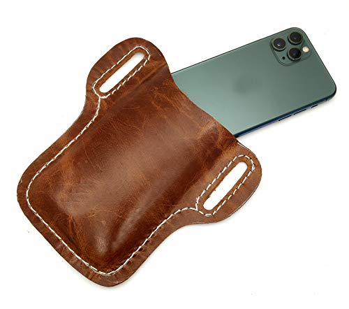 5MoonSun5's Leather Cell Phone Holster Sheath with Belt Loops for Phone Holster Universal Case Leather Belt Holster for Mobile Phone/Phone Pouch Leather Phone Holster with Belt Hole