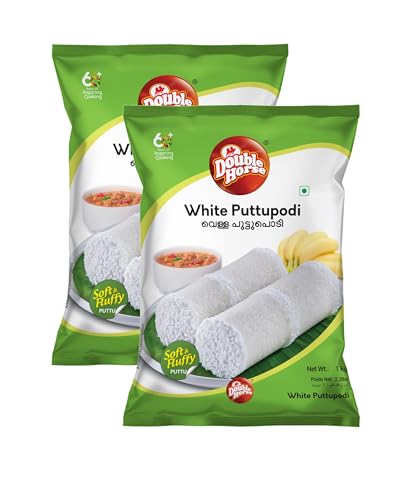 Image of Double Horse Soft & Fluffy White Puttu Podi | 2 Kg (1Kg x Pack of 2) | Export Quality| Steamed Puttupodi |
