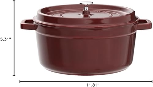 Miniatura 9 de Staub - Cocotte redonda de hierro fundido de 5.5 cuartos de galón, color granadina, fabricado en Francia